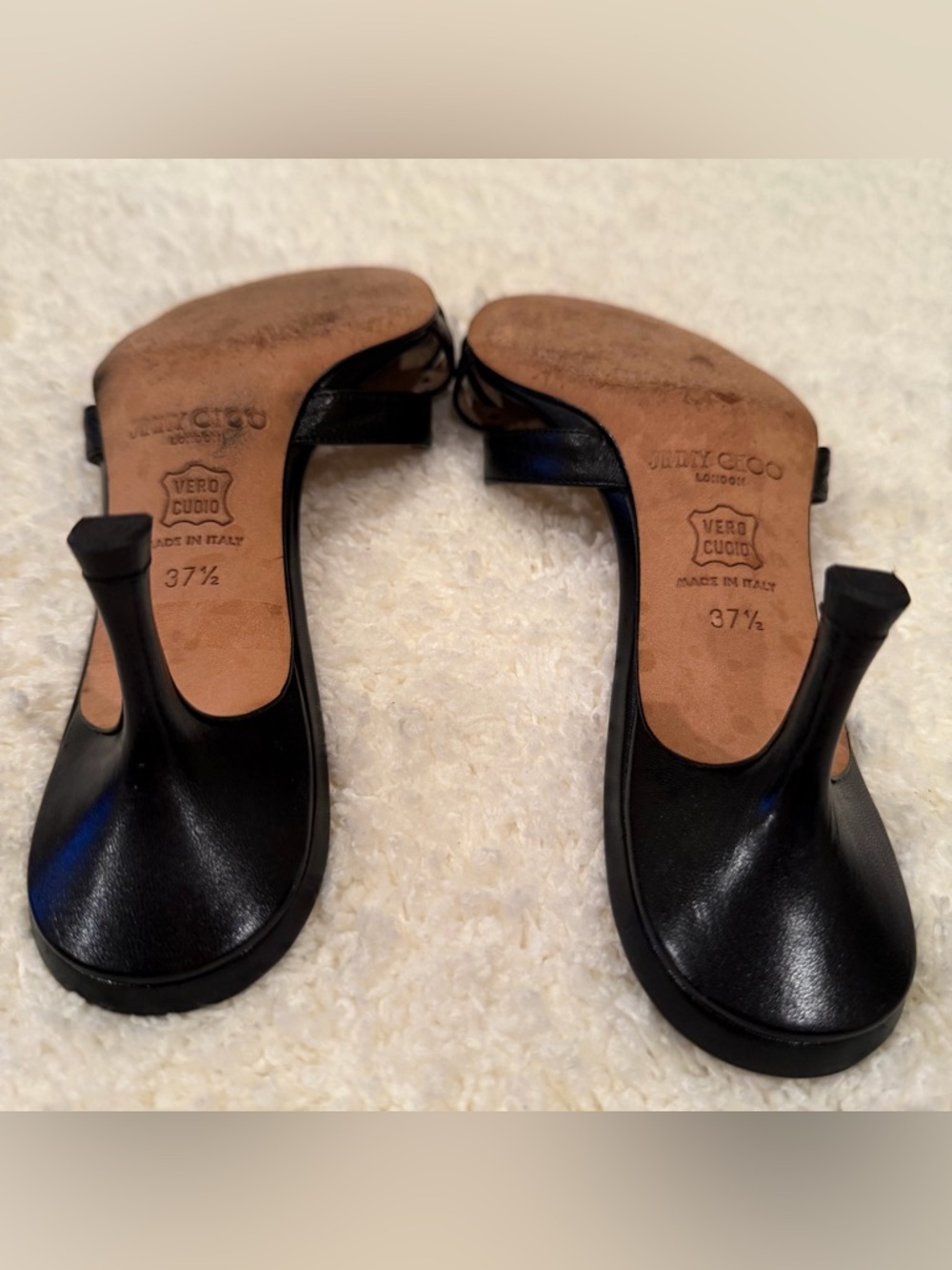 Vintage Jimmy Choo Black Patent Leather Kitten-Heel Mules - Picture 10 of 11